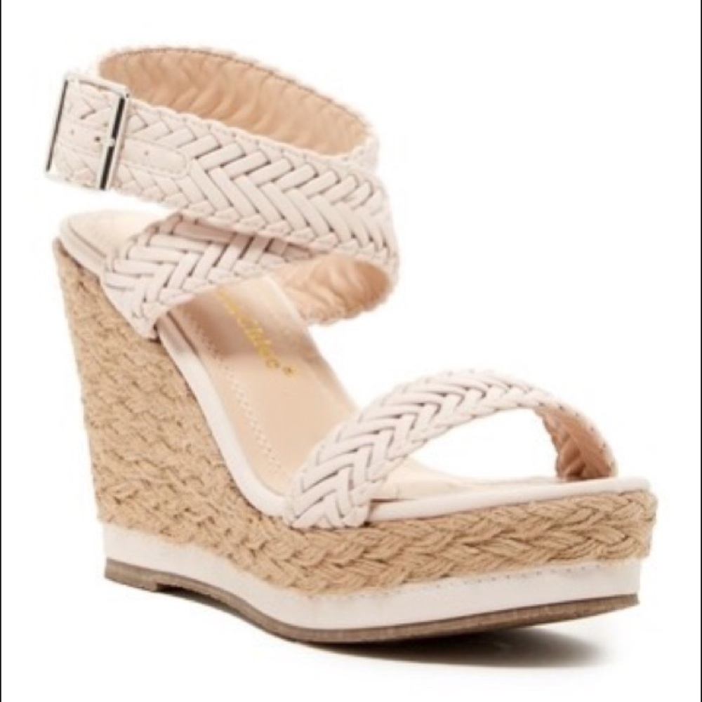 Nude Ankle Strap Wedges